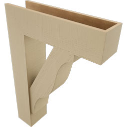 Ekena Millwork - BKTUR0756X28X40FST05RCPR - Timberthane Faux Wood Funston Style Bracket w/ Offset Brace, Block Ends, 7 1/2"W x 28"D x 40"H, Primed Tan