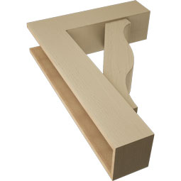 Ekena Millwork - BKTUR0756X28X40FST05RCPR - Timberthane Faux Wood Funston Style Bracket w/ Offset Brace, Block Ends, 7 1/2"W x 28"D x 40"H, Primed Tan