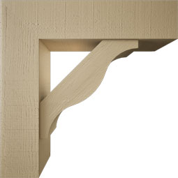 Ekena Millwork - BKTUR0756X30X30FST05RCPR - Timberthane Faux Wood Funston Style Bracket w/ Offset Brace, Block Ends, 7 1/2"W x 30"D x 30"H, Primed Tan