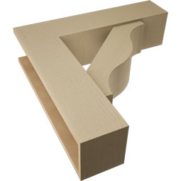 Ekena Millwork - BKTUR0756X30X30FST05RCPR - Timberthane Faux Wood Funston Style Bracket w/ Offset Brace, Block Ends, 7 1/2"W x 30"D x 30"H, Primed Tan