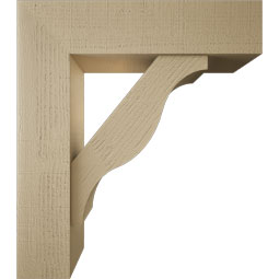 Ekena Millwork - BKTUR0756X30X34FST05RCPR - Timberthane Faux Wood Funston Style Bracket w/ Offset Brace, Block Ends, 7 1/2"W x 30"D x 34"H, Primed Tan
