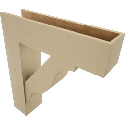 Ekena Millwork - BKTUR0756X30X34FST05RCPR - Timberthane Faux Wood Funston Style Bracket w/ Offset Brace, Block Ends, 7 1/2"W x 30"D x 34"H, Primed Tan