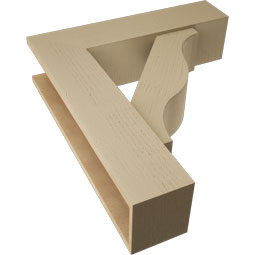 Ekena Millwork - BKTUR0756X30X34FST05RCPR - Timberthane Faux Wood Funston Style Bracket w/ Offset Brace, Block Ends, 7 1/2"W x 30"D x 34"H, Primed Tan