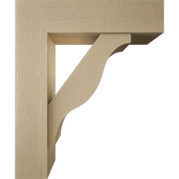 Ekena Millwork - BKTUR0756X30X36FST05RCPR - Timberthane Faux Wood Funston Style Bracket w/ Offset Brace, Block Ends, 7 1/2"W x 30"D x 36"H, Primed Tan