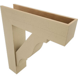 Ekena Millwork - BKTUR0756X30X36FST05RCPR - Timberthane Faux Wood Funston Style Bracket w/ Offset Brace, Block Ends, 7 1/2"W x 30"D x 36"H, Primed Tan