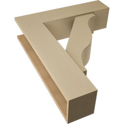 Ekena Millwork - BKTUR0756X30X36FST05RCPR - Timberthane Faux Wood Funston Style Bracket w/ Offset Brace, Block Ends, 7 1/2"W x 30"D x 36"H, Primed Tan