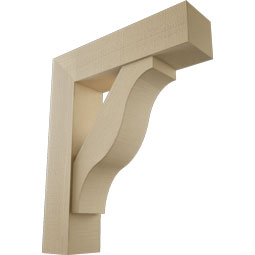 Ekena Millwork - BKTUR0756X30X36FST05RCPR - Timberthane Faux Wood Funston Style Bracket w/ Offset Brace, Block Ends, 7 1/2"W x 30"D x 36"H, Primed Tan