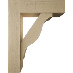 Ekena Millwork - BKTUR0756X30X38FST05RCPR - Timberthane Faux Wood Funston Style Bracket w/ Offset Brace, Block Ends, 7 1/2"W x 30"D x 38"H, Primed Tan