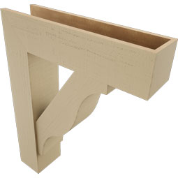 Ekena Millwork - BKTUR0756X30X38FST05RCPR - Timberthane Faux Wood Funston Style Bracket w/ Offset Brace, Block Ends, 7 1/2"W x 30"D x 38"H, Primed Tan