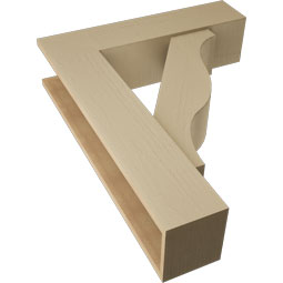 Ekena Millwork - BKTUR0756X30X38FST05RCPR - Timberthane Faux Wood Funston Style Bracket w/ Offset Brace, Block Ends, 7 1/2"W x 30"D x 38"H, Primed Tan