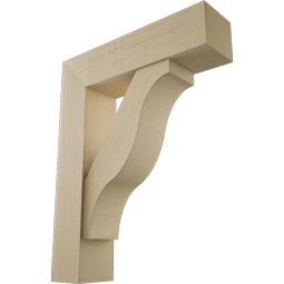 Ekena Millwork - BKTUR0756X30X38FST05RCPR - Timberthane Faux Wood Funston Style Bracket w/ Offset Brace, Block Ends, 7 1/2"W x 30"D x 38"H, Primed Tan