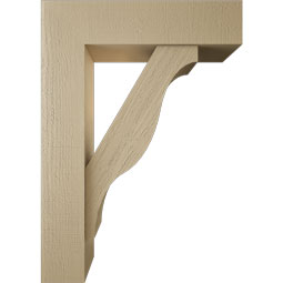Ekena Millwork - BKTUR0756X30X42FST05RCPR - Timberthane Faux Wood Funston Style Bracket w/ Offset Brace, Block Ends, 7 1/2"W x 30"D x 42"H, Primed Tan