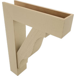 Ekena Millwork - BKTUR0756X30X42FST05RCPR - Timberthane Faux Wood Funston Style Bracket w/ Offset Brace, Block Ends, 7 1/2"W x 30"D x 42"H, Primed Tan