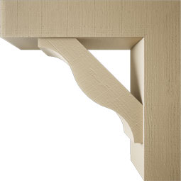 Ekena Millwork - BKTUR0756X32X32FST05RCPR - Timberthane Faux Wood Funston Style Bracket w/ Offset Brace, Block Ends, 7 1/2"W x 32"D x 32"H, Primed Tan