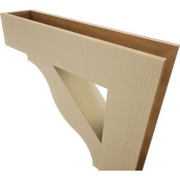 Ekena Millwork - BKTUR0756X32X32FST05RCPR - Timberthane Faux Wood Funston Style Bracket w/ Offset Brace, Block Ends, 7 1/2"W x 32"D x 32"H, Primed Tan
