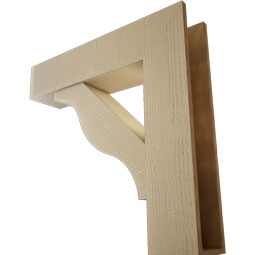 Ekena Millwork - BKTUR0756X32X32FST05RCPR - Timberthane Faux Wood Funston Style Bracket w/ Offset Brace, Block Ends, 7 1/2"W x 32"D x 32"H, Primed Tan