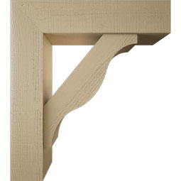 Ekena Millwork - BKTUR0756X32X36FST05RCPR - Timberthane Faux Wood Funston Style Bracket w/ Offset Brace, Block Ends, 7 1/2"W x 32"D x 36"H, Primed Tan