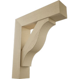 Ekena Millwork - BKTUR0756X32X36FST05RCPR - Timberthane Faux Wood Funston Style Bracket w/ Offset Brace, Block Ends, 7 1/2"W x 32"D x 36"H, Primed Tan