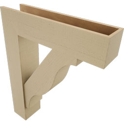 Ekena Millwork - BKTUR0756X32X40FST05RCPR - Timberthane Faux Wood Funston Style Bracket w/ Offset Brace, Block Ends, 7 1/2"W x 32"D x 40"H, Primed Tan