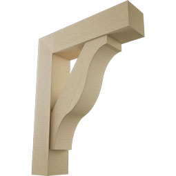 Ekena Millwork - BKTUR0756X32X40FST05RCPR - Timberthane Faux Wood Funston Style Bracket w/ Offset Brace, Block Ends, 7 1/2"W x 32"D x 40"H, Primed Tan