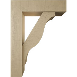 Ekena Millwork - BKTUR0756X32X44FST05RCPR - Timberthane Faux Wood Funston Style Bracket w/ Offset Brace, Block Ends, 7 1/2"W x 32"D x 44"H, Primed Tan