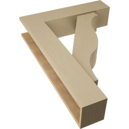 Ekena Millwork - BKTUR0756X32X44FST05RCPR - Timberthane Faux Wood Funston Style Bracket w/ Offset Brace, Block Ends, 7 1/2"W x 32"D x 44"H, Primed Tan