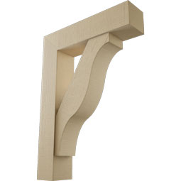 Ekena Millwork - BKTUR0756X32X44FST05RCPR - Timberthane Faux Wood Funston Style Bracket w/ Offset Brace, Block Ends, 7 1/2"W x 32"D x 44"H, Primed Tan