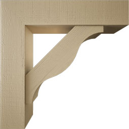Ekena Millwork - BKTUR0756X34X34FST05RCPR - Timberthane Faux Wood Funston Style Bracket w/ Offset Brace, Block Ends, 7 1/2"W x 34"D x 34"H, Primed Tan