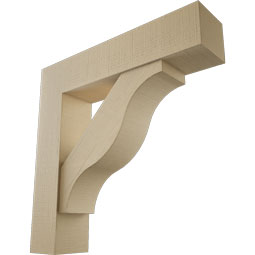 Ekena Millwork - BKTUR0756X34X34FST05RCPR - Timberthane Faux Wood Funston Style Bracket w/ Offset Brace, Block Ends, 7 1/2"W x 34"D x 34"H, Primed Tan