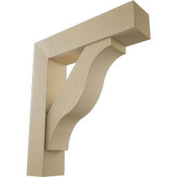Ekena Millwork - BKTUR0756X34X38FST05RCPR - Timberthane Faux Wood Funston Style Bracket w/ Offset Brace, Block Ends, 7 1/2"W x 34"D x 38"H, Primed Tan