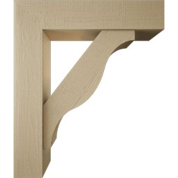 Ekena Millwork - BKTUR0756X34X40FST05RCPR - Timberthane Faux Wood Funston Style Bracket w/ Offset Brace, Block Ends, 7 1/2"W x 34"D x 40"H, Primed Tan