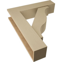 Ekena Millwork - BKTUR0756X34X40FST05RCPR - Timberthane Faux Wood Funston Style Bracket w/ Offset Brace, Block Ends, 7 1/2"W x 34"D x 40"H, Primed Tan