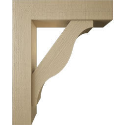 Ekena Millwork - BKTUR0756X34X42FST05RCPR - Timberthane Faux Wood Funston Style Bracket w/ Offset Brace, Block Ends, 7 1/2"W x 34"D x 42"H, Primed Tan