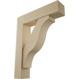 Ekena Millwork - BKTUR0756X34X42FST05RCPR - Timberthane Faux Wood Funston Style Bracket w/ Offset Brace, Block Ends, 7 1/2"W x 34"D x 42"H, Primed Tan