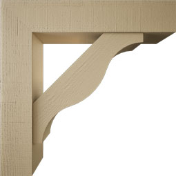 Ekena Millwork - BKTUR0756X36X36FST05RCPR - Timberthane Faux Wood Funston Style Bracket w/ Offset Brace, Block Ends, 7 1/2"W x 36"D x 36"H, Primed Tan