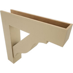 Ekena Millwork - BKTUR0756X36X36FST05RCPR - Timberthane Faux Wood Funston Style Bracket w/ Offset Brace, Block Ends, 7 1/2"W x 36"D x 36"H, Primed Tan