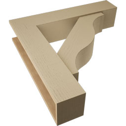 Ekena Millwork - BKTUR0756X36X36FST05RCPR - Timberthane Faux Wood Funston Style Bracket w/ Offset Brace, Block Ends, 7 1/2"W x 36"D x 36"H, Primed Tan