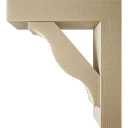 Ekena Millwork - BKTUR0756X36X40FST05RCPR - Timberthane Faux Wood Funston Style Bracket w/ Offset Brace, Block Ends, 7 1/2"W x 36"D x 40"H, Primed Tan