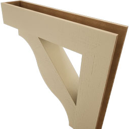 Ekena Millwork - BKTUR0756X36X40FST05RCPR - Timberthane Faux Wood Funston Style Bracket w/ Offset Brace, Block Ends, 7 1/2"W x 36"D x 40"H, Primed Tan