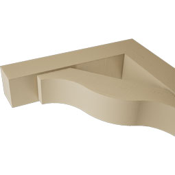 Ekena Millwork - BKTUR0756X36X40FST05RCPR - Timberthane Faux Wood Funston Style Bracket w/ Offset Brace, Block Ends, 7 1/2"W x 36"D x 40"H, Primed Tan