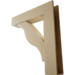 Ekena Millwork - BKTUR0756X36X40FST05RCPR - Timberthane Faux Wood Funston Style Bracket w/ Offset Brace, Block Ends, 7 1/2"W x 36"D x 40"H, Primed Tan