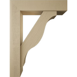 Ekena Millwork - BKTUR0756X36X48FST05RCPR - Timberthane Faux Wood Funston Style Bracket w/ Offset Brace, Block Ends, 7 1/2"W x 36"D x 48"H, Primed Tan