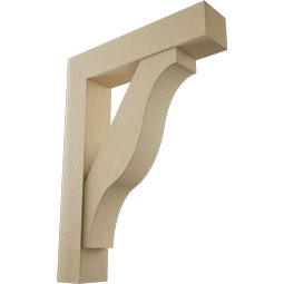 Ekena Millwork - BKTUR0756X36X48FST05RCPR - Timberthane Faux Wood Funston Style Bracket w/ Offset Brace, Block Ends, 7 1/2"W x 36"D x 48"H, Primed Tan