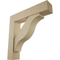 Ekena Millwork - BKTUR0756X38X38FST05RCPR - Timberthane Faux Wood Funston Style Bracket w/ Offset Brace, Block Ends, 7 1/2"W x 38"D x 38"H, Primed Tan