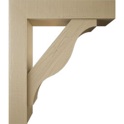 Ekena Millwork - BKTUR0756X38X44FST05RCPR - Timberthane Faux Wood Funston Style Bracket w/ Offset Brace, Block Ends, 7 1/2"W x 38"D x 44"H, Primed Tan