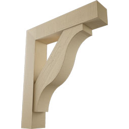 Ekena Millwork - BKTUR0756X38X44FST05RCPR - Timberthane Faux Wood Funston Style Bracket w/ Offset Brace, Block Ends, 7 1/2"W x 38"D x 44"H, Primed Tan