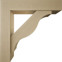Ekena Millwork - BKTUR0756X40X40FST05RCPR - Timberthane Faux Wood Funston Style Bracket w/ Offset Brace, Block Ends, 7 1/2"W x 40"D x 40"H, Primed Tan