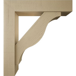 Ekena Millwork - BKTUR0756X40X44FST05RCPR - Timberthane Faux Wood Funston Style Bracket w/ Offset Brace, Block Ends, 7 1/2"W x 40"D x 44"H, Primed Tan