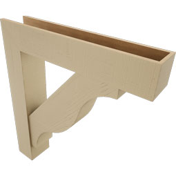 Ekena Millwork - BKTUR0756X40X44FST05RCPR - Timberthane Faux Wood Funston Style Bracket w/ Offset Brace, Block Ends, 7 1/2"W x 40"D x 44"H, Primed Tan