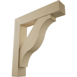 Ekena Millwork - BKTUR0756X40X44FST05RCPR - Timberthane Faux Wood Funston Style Bracket w/ Offset Brace, Block Ends, 7 1/2"W x 40"D x 44"H, Primed Tan